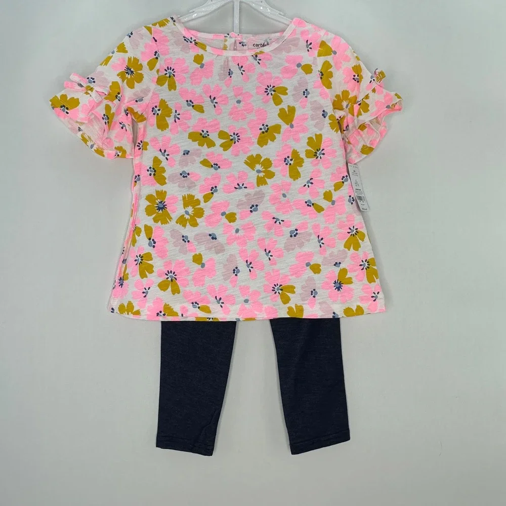 Carter's Floral Tunic & Leggings Set Girls Size 6/6x 2-Piece Cute Cottage Spring